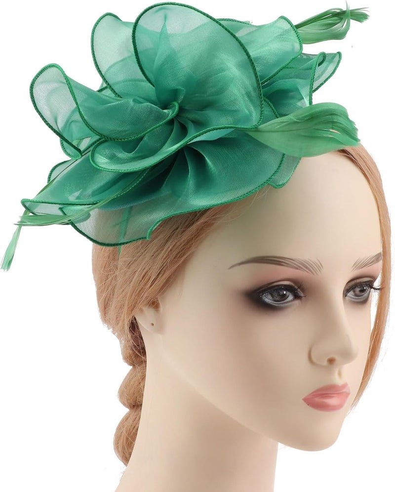DRESHOW Fascinators Hat Tea Party Headwear Ribbons Feathers on a Headband and a Clip for Women - Image 2